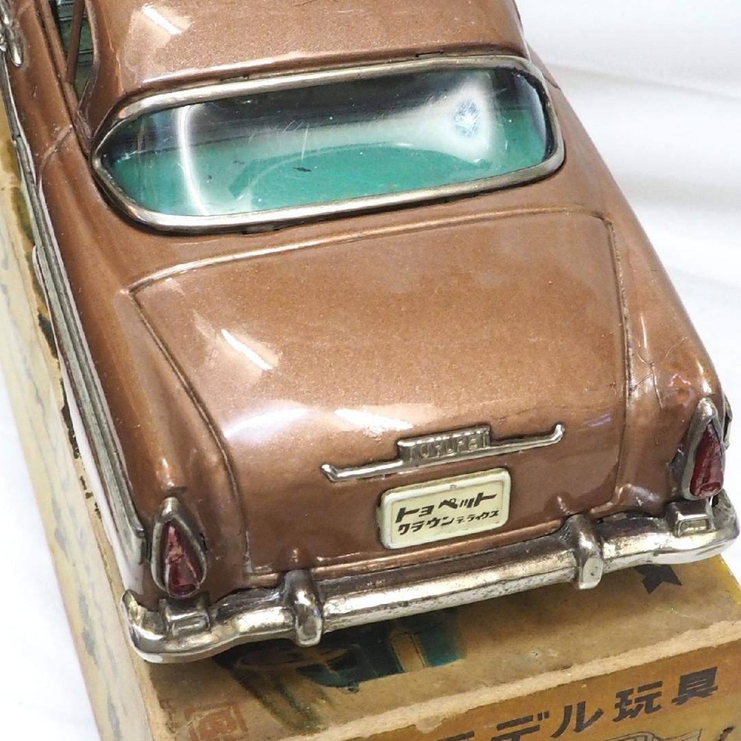 萬代屋【トヨペット クラウン デラックス赤ミラー無】tinブリキtoy箱付car