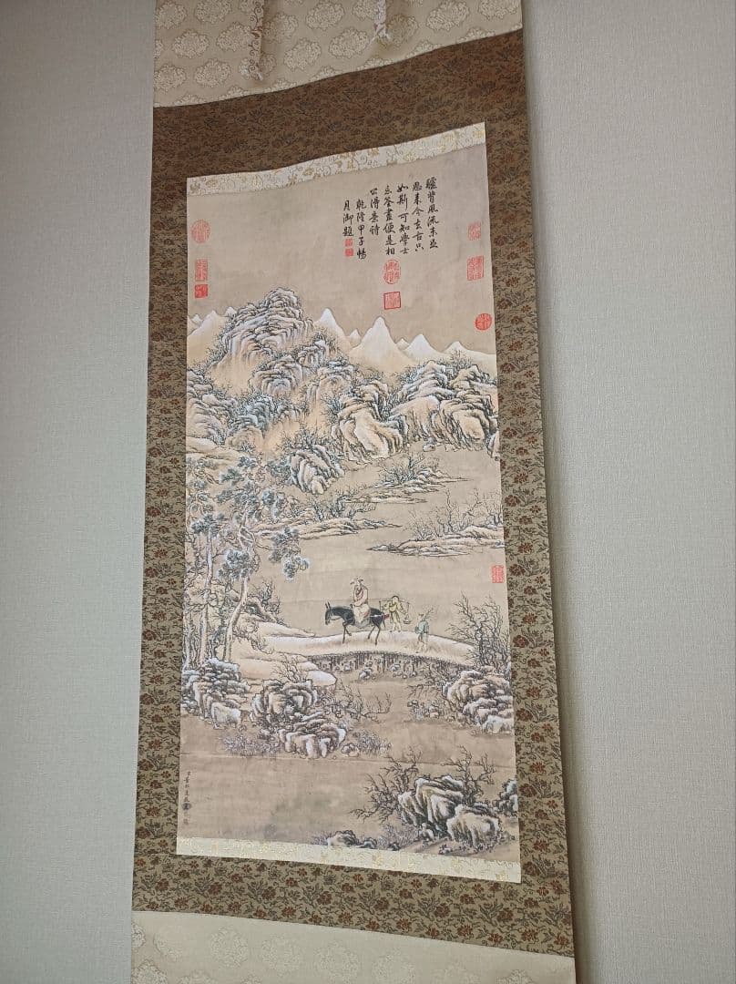 美品 開運 縁起物 おもてなし 軸 絵 雪 花 山水 禅 中国 美術 インテリア