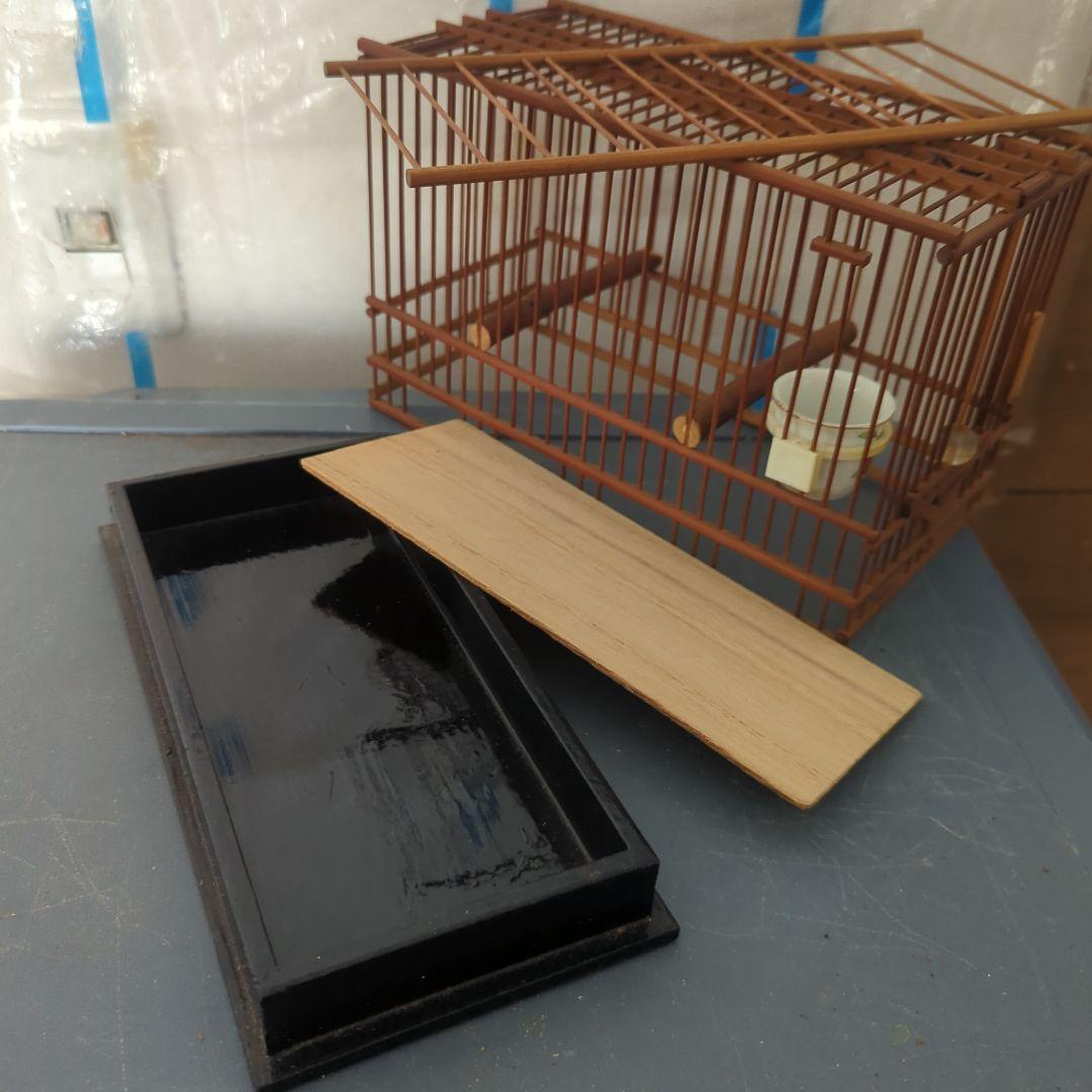 鳥籠　（６個セット）　餌猪口６個。（九谷焼）名札６枚