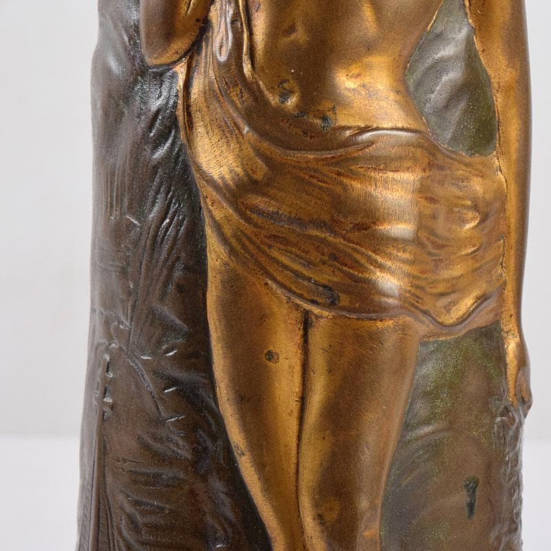 西洋美術　シャルル・ロシェ　ブロンズ　男性像刻　花瓶　M　R8972