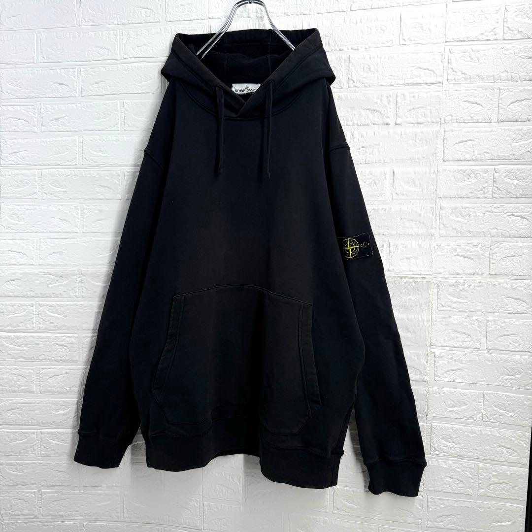 【QR確認済】レア3L ストーンアイランド ワッペンロゴ パーカー黒 入手困難
