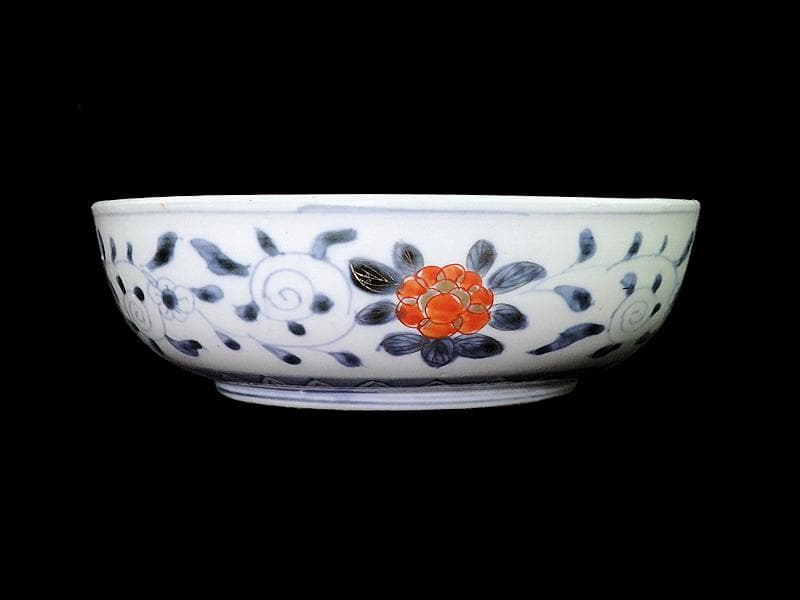 古伊万里　色絵　花鳥紋に獅子の図　深鉢　D285AS-CQm