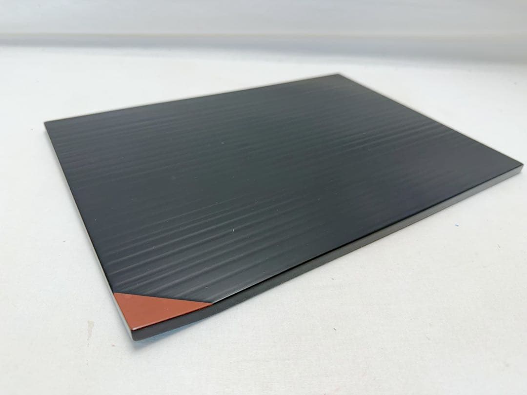 未使用 懐石道具 塗師 表完造 木製黒真塗 糸目爪紅 折敷膳 5客揃 共箱