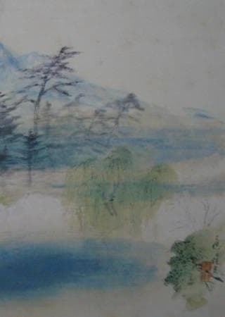 平福百穂、【秋田名勝画帖　千秋公園より大平山を眺む】、希少な大判額装用画集より