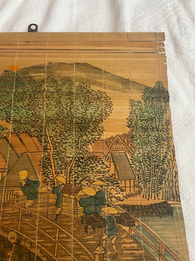 100年前　1928年 竹製 すだれ絵 カレンダー 壁掛け 古民家　当時物