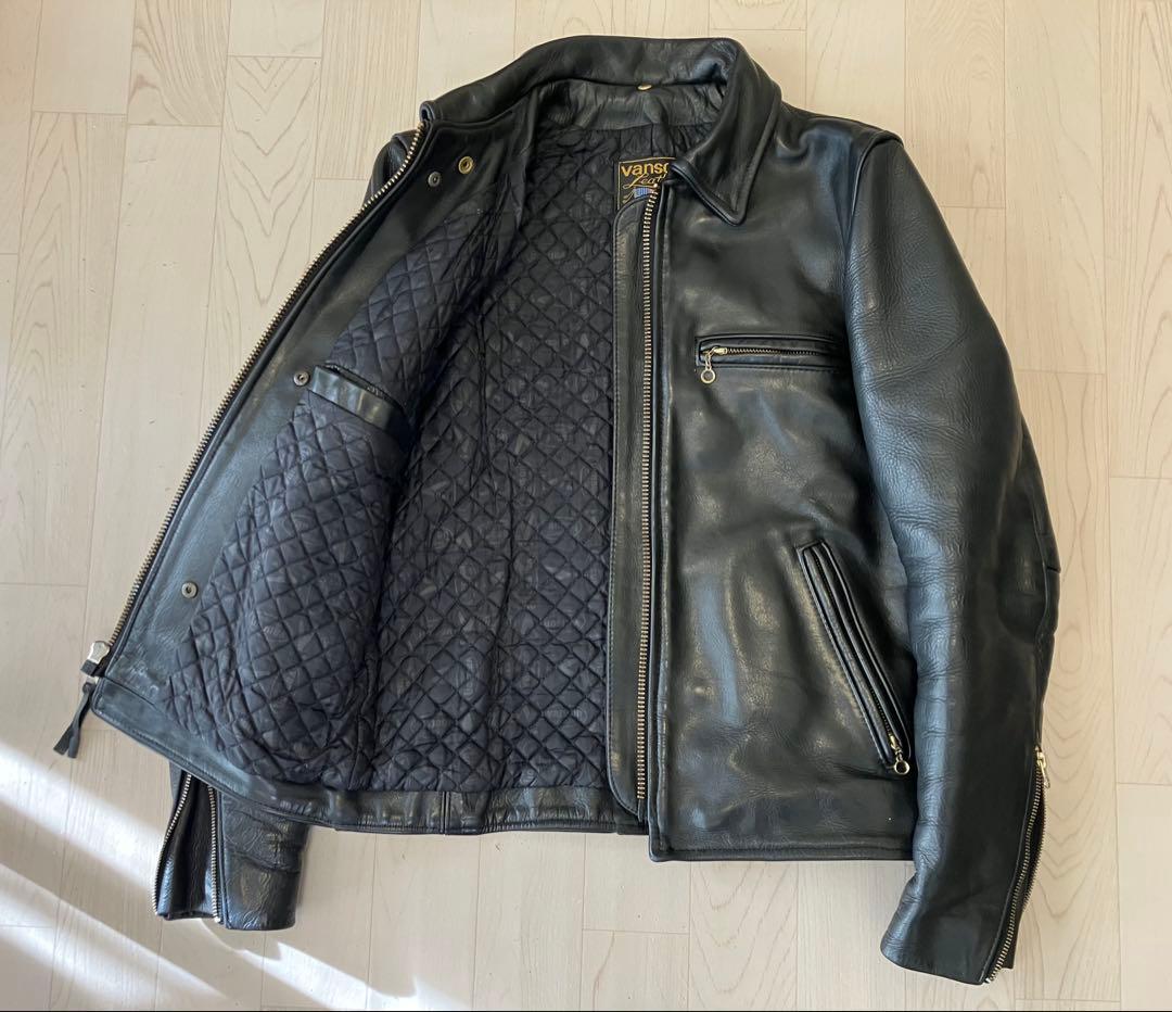 【VANSON】バンソン９D シングルライダースジャケット36 キルトライナー