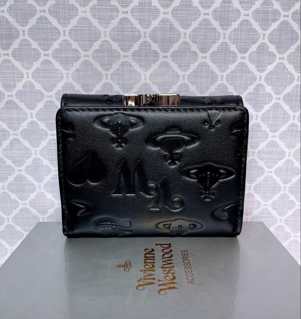 【新作✩内柄も素敵】Vivienne Westwood 三つ折り財布 マット 黒