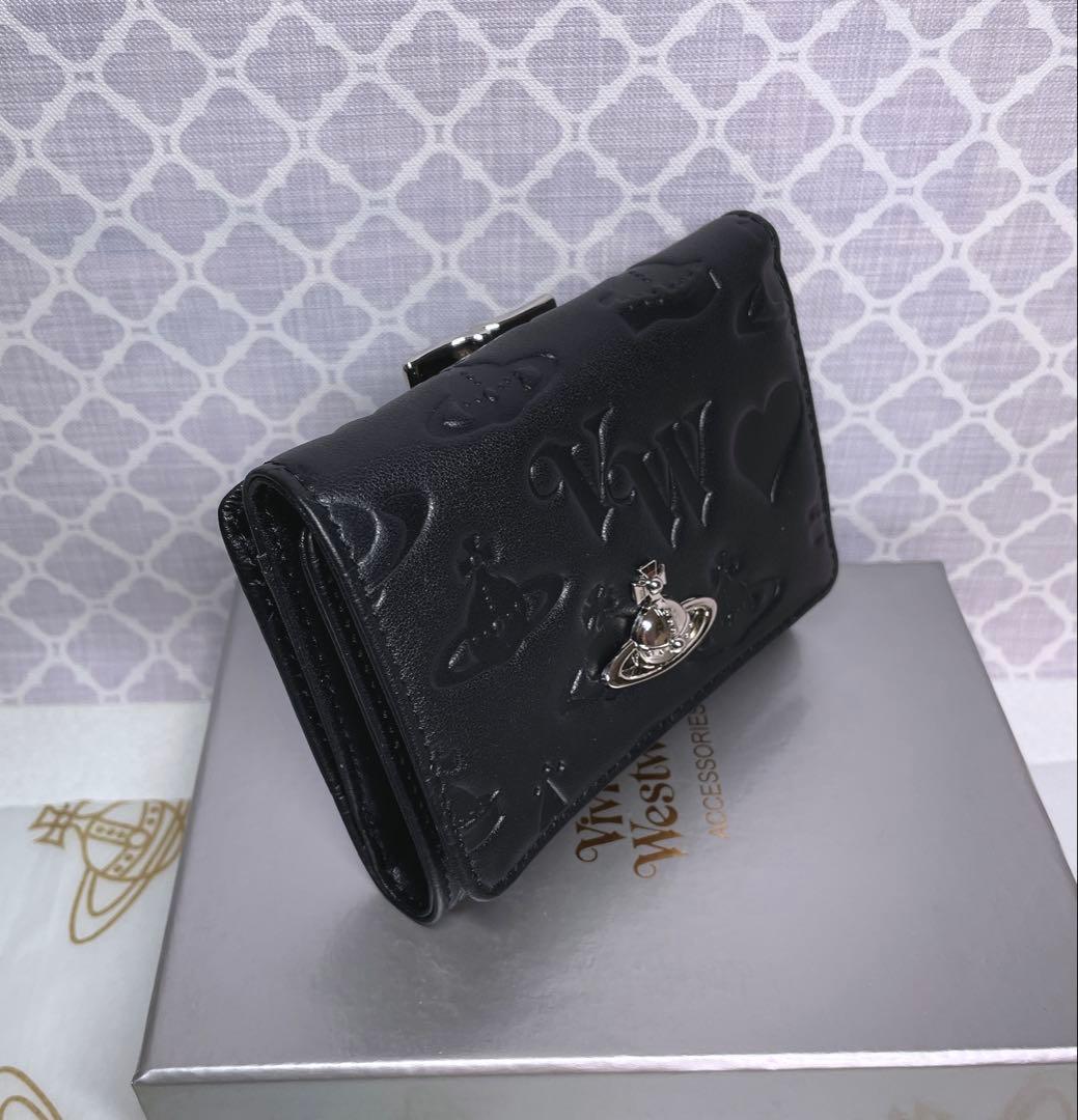 【新作✩内柄も素敵】Vivienne Westwood 三つ折り財布 マット 黒