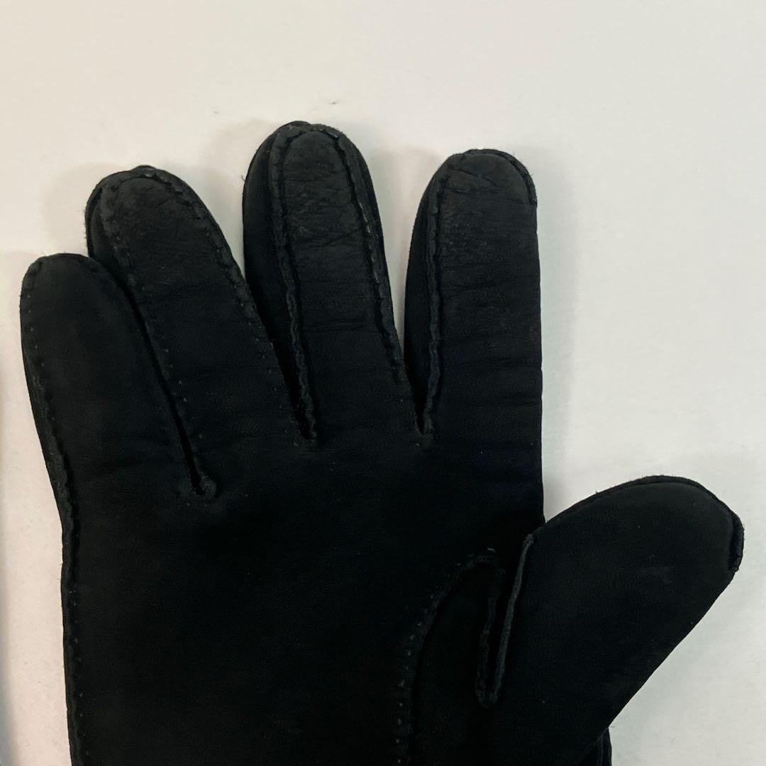 【未使用級】HERMES エルメス　最上級カシミア スエード　手袋　Hロゴ　黒