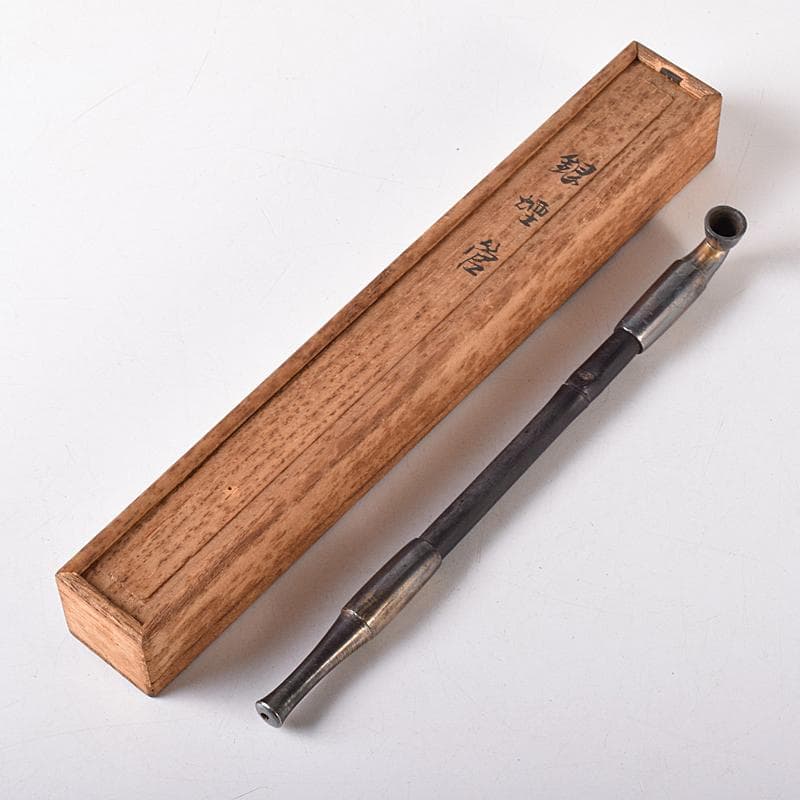 時代提げ物　喫煙具　平安　秦蔵六造　銀煙管　キセル　約36g　共箱　DR8366