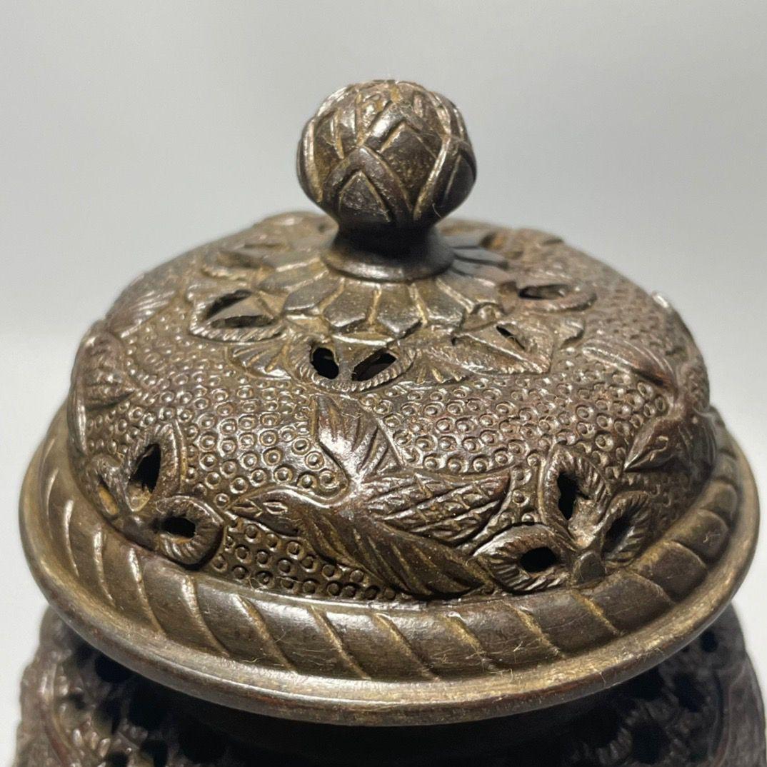 銅 細工 茶道具 香道具 五足帝王炉 鳳凰盤香炉 工芸品 美術品 置物