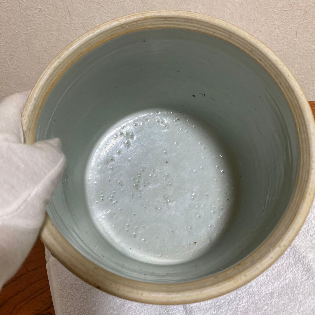 染付耳付 水指