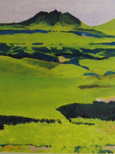 進藤蕃、『萌える阿蘇と根子岳』、希少な画集より、新品高級額