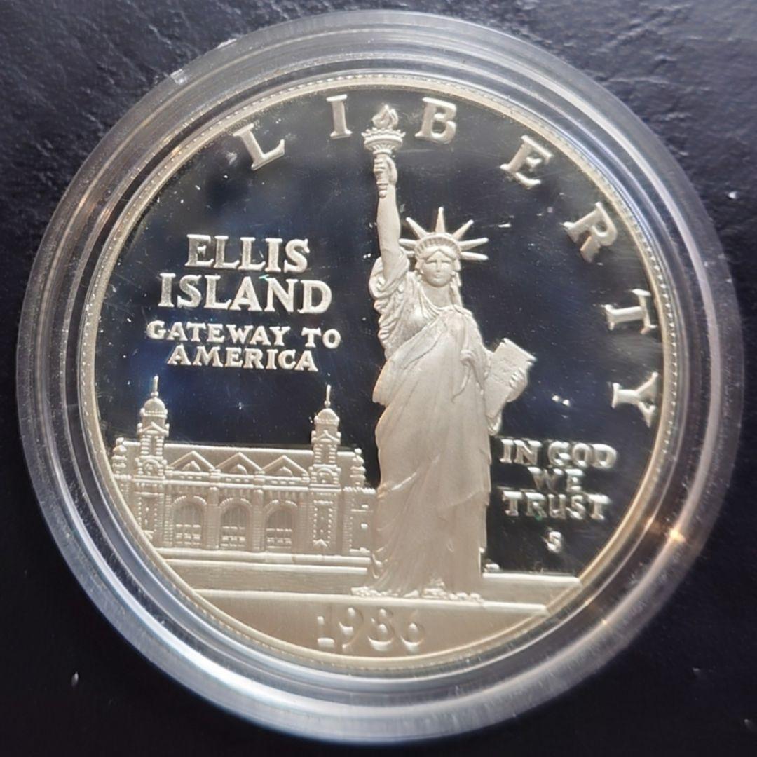 1986年 アメリカ銀貨 1ドル リバティ自由の女神記念銀貨SV900+白銅貨