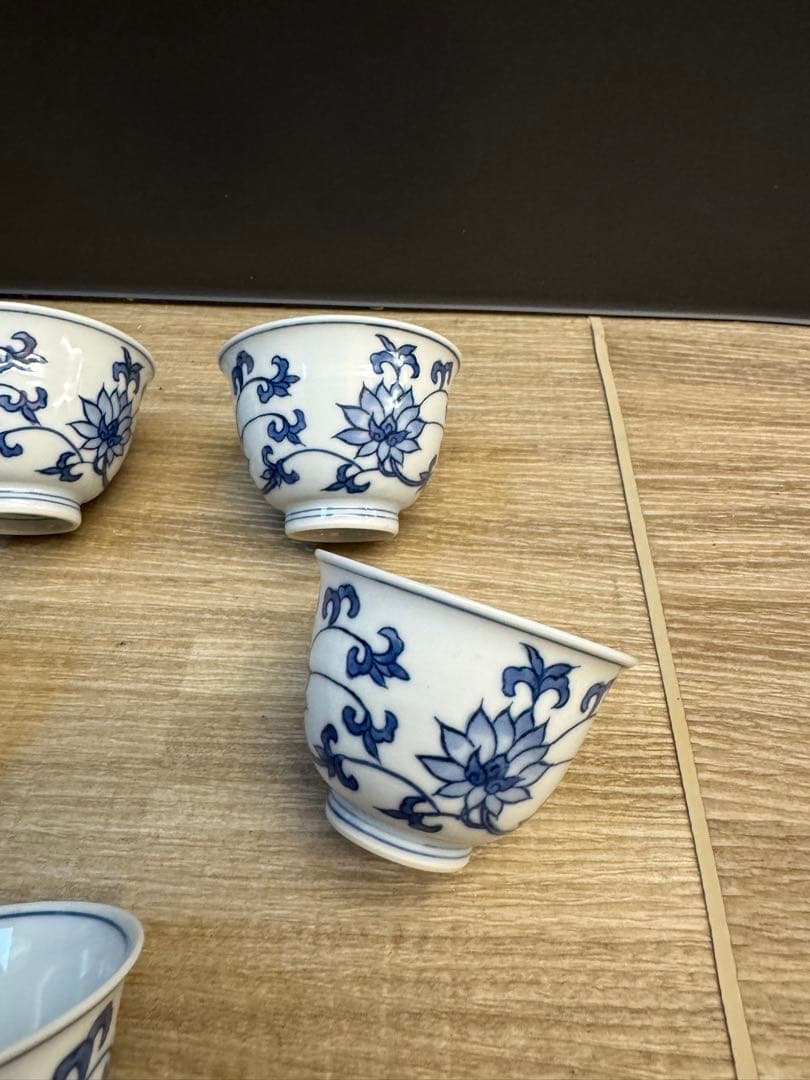 1517 中国骨董　大明成化年製銘　湯呑5客　古美術品　時代物