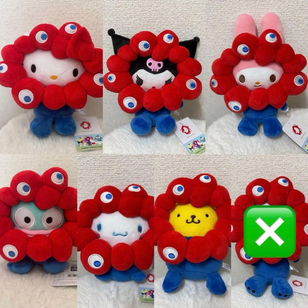 【6種類】ミャクミャク×サンリオ　ぬいぐるみセットMサイズ