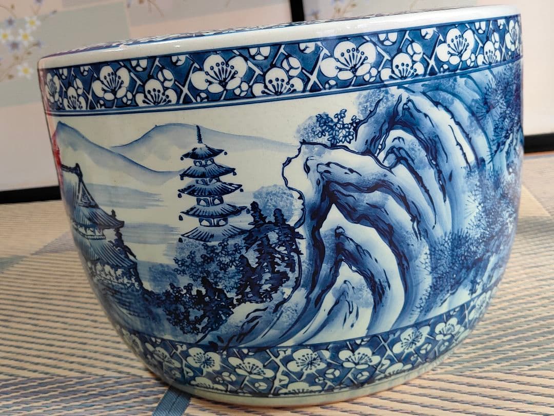 昭和レトロ 火鉢 常滑製 みや古焼 陶器 大きい火鉢　和風　中国風