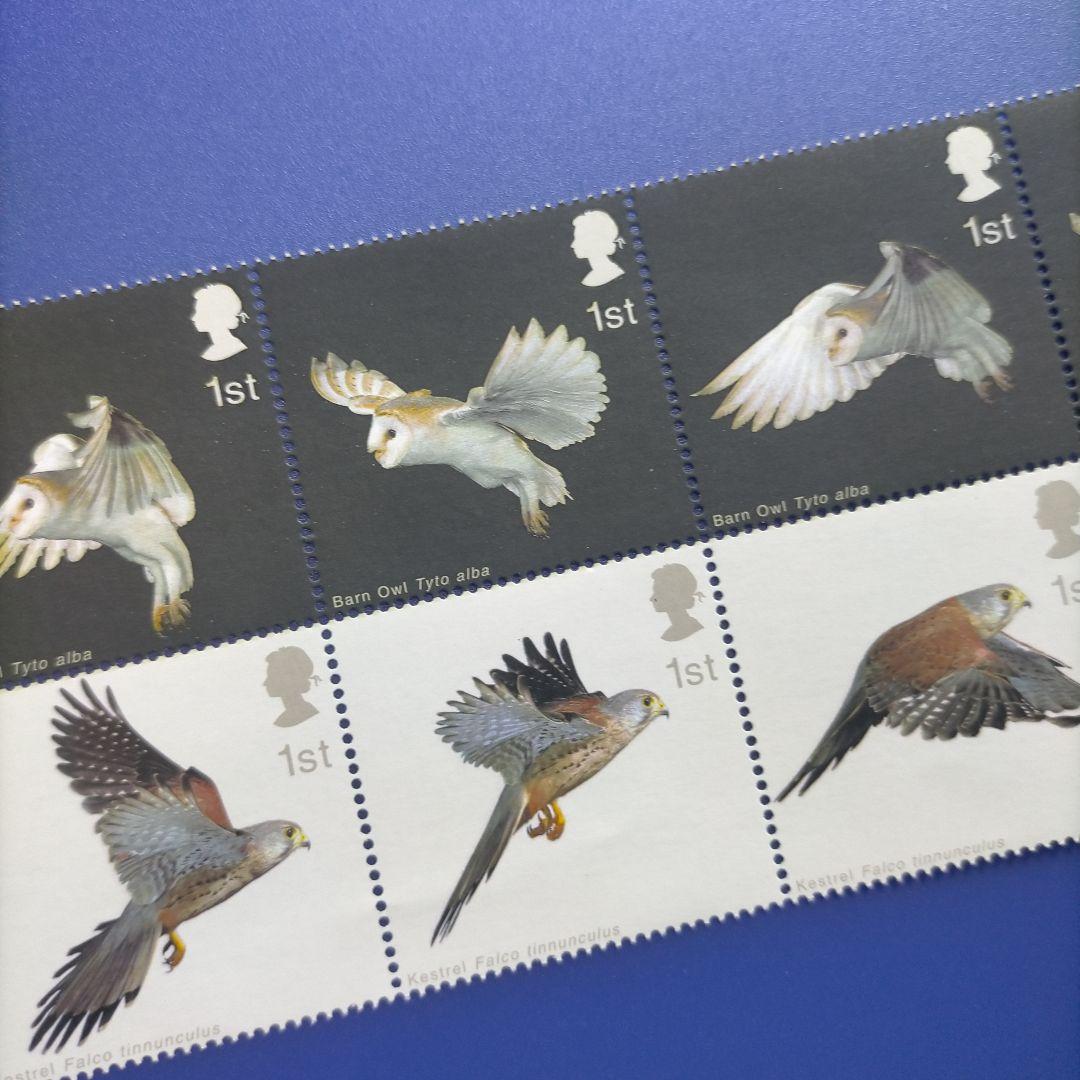 4232 外国切手 イギリス 2003年 猛禽類 フクロウとハヤブサ 10連刷