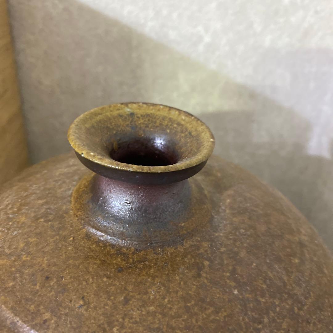 人間国宝　藤原雄　備前徳利形壺