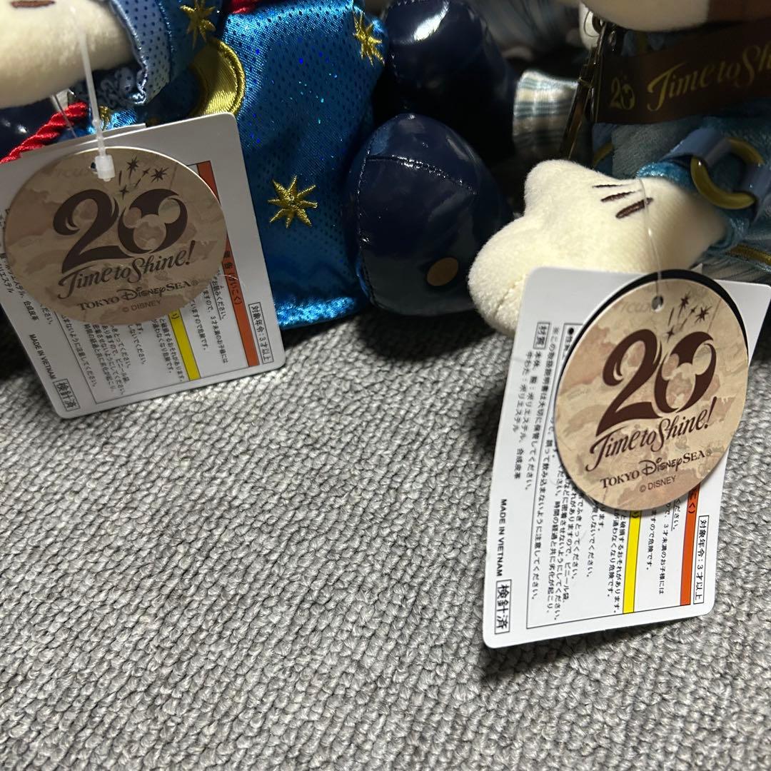 ディズニー ミッキー　ミニー　ぬいぐるみタグ付 20周年　タイムトゥシャイン