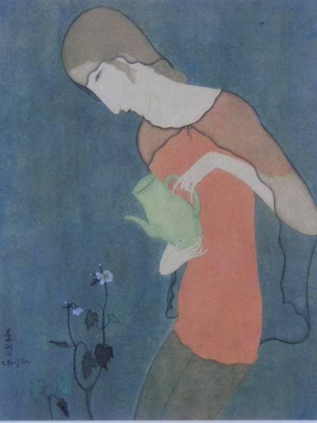 藤田嗣治、「Jeune Femme arrosant des fleurs」