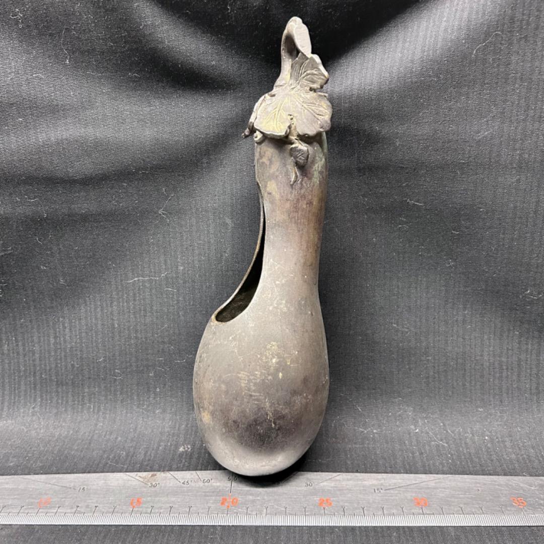 ▽Eb左1112 茶道具 古銅　銅器　掛花入  瓢箪