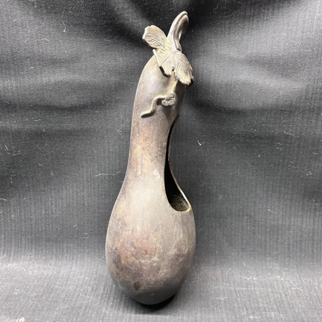 ▽Eb左1112 茶道具 古銅　銅器　掛花入  瓢箪