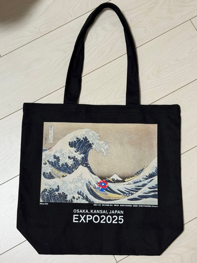 レア　EXPO2025 トートバッグ 黒 北斎　ミャクミャク