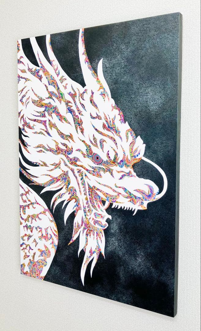 原画　龍　動物画　絵画　アクリル画　現代アート　細密画　手描き　一点物