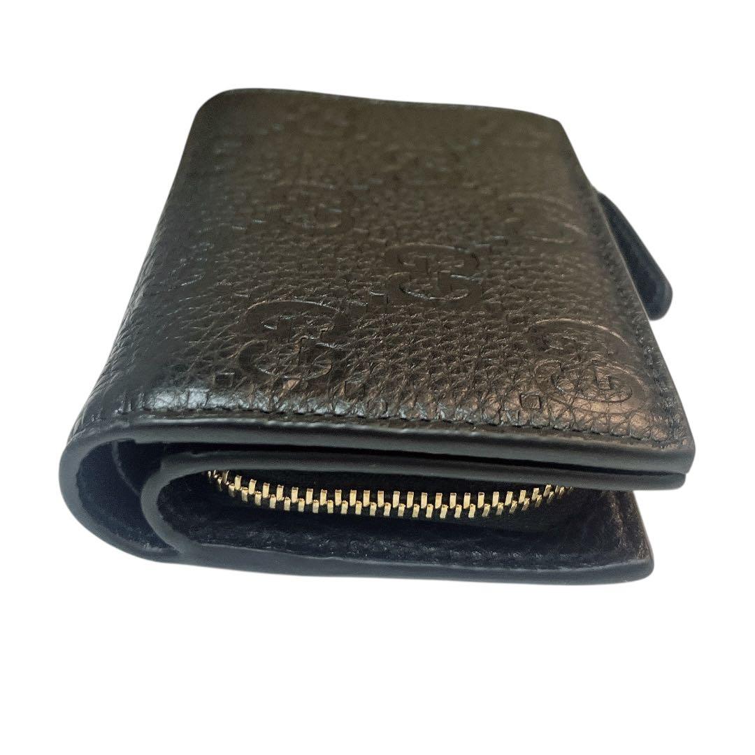 【極美品】GUCCI 2つ折り財布 GGエンブレム スモールウォレット ブラック