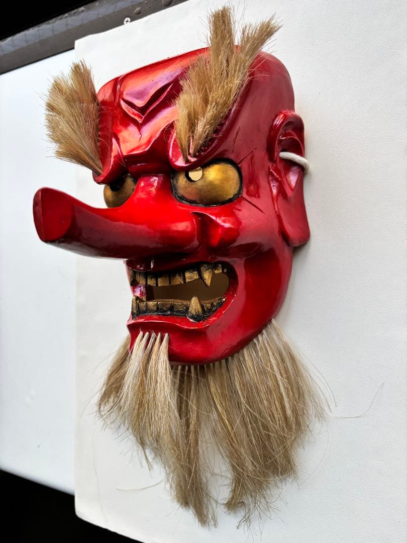 能面　神楽面　鬼　木彫り　作家物　民芸
