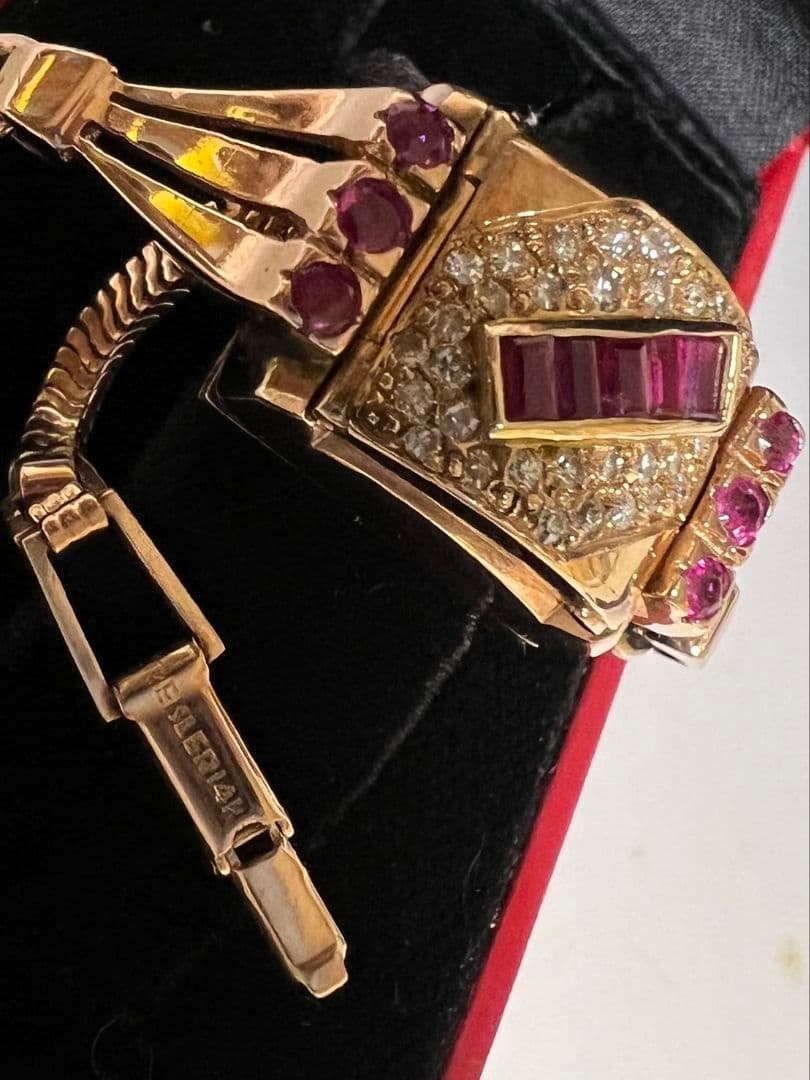 アンティークレディースウォッチ◇カクテルウォッチ◇ルビー　ダイヤ　14K 14金