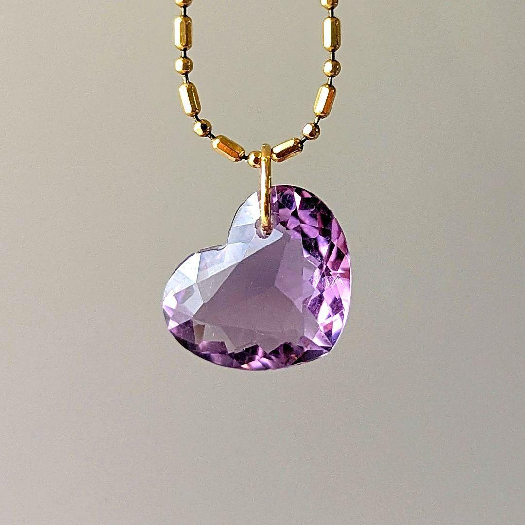 ♢ペンギンハート♢K18 アメジスト 3.4ct ネックレスチャーム