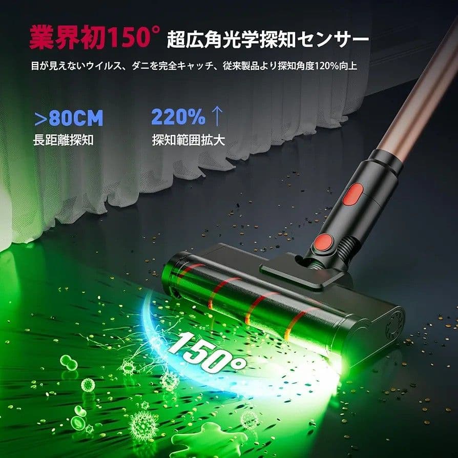 新品　掃除機 コードレス 80Kpa強力吸引！AI吸引力自動制御！70分連続稼働