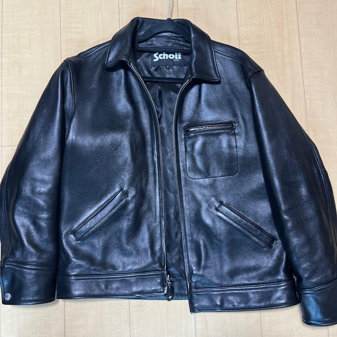 【美品】Schott ブラック レザー シングルライダースジャケット S