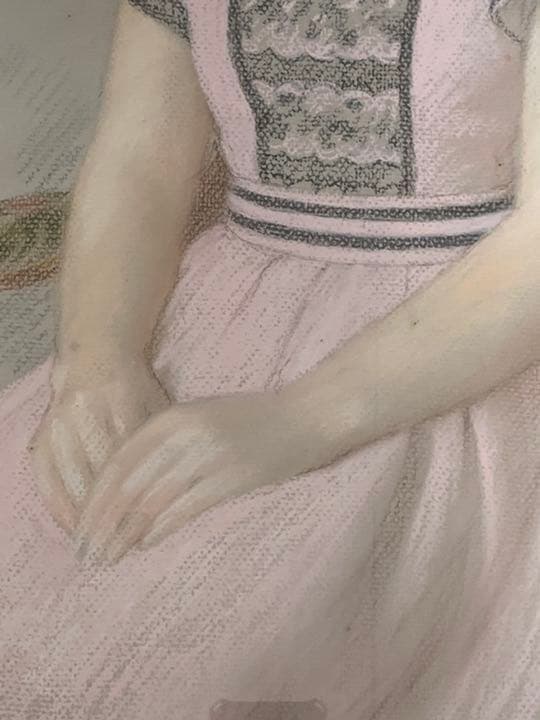 大幅値下げ！徳田宏行「みつめる」絵画　1938年　10号　パステル　額縁付