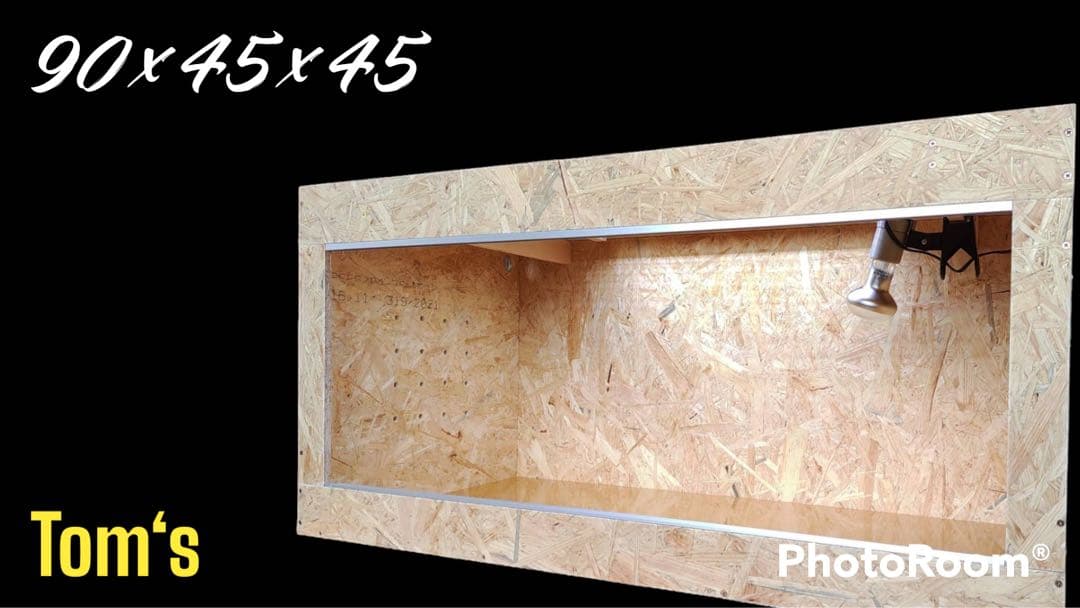 爬虫類ケージ 90×45×45㎝ 特注　窓枠桐（白系木材）