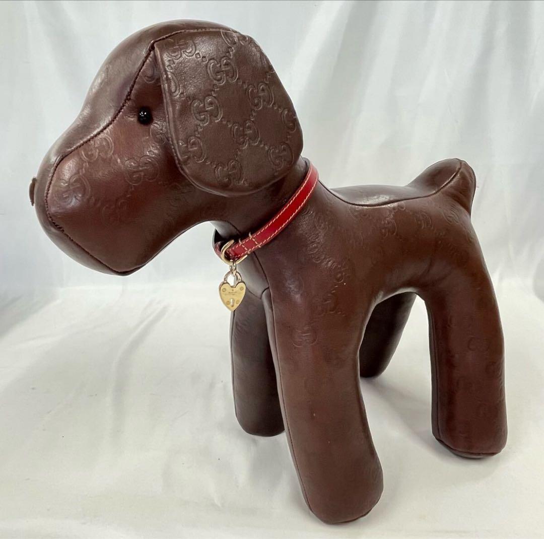 DN-A0580　GUCCI　グッチ　犬　シマ　ぬいぐるみ　ブラウン