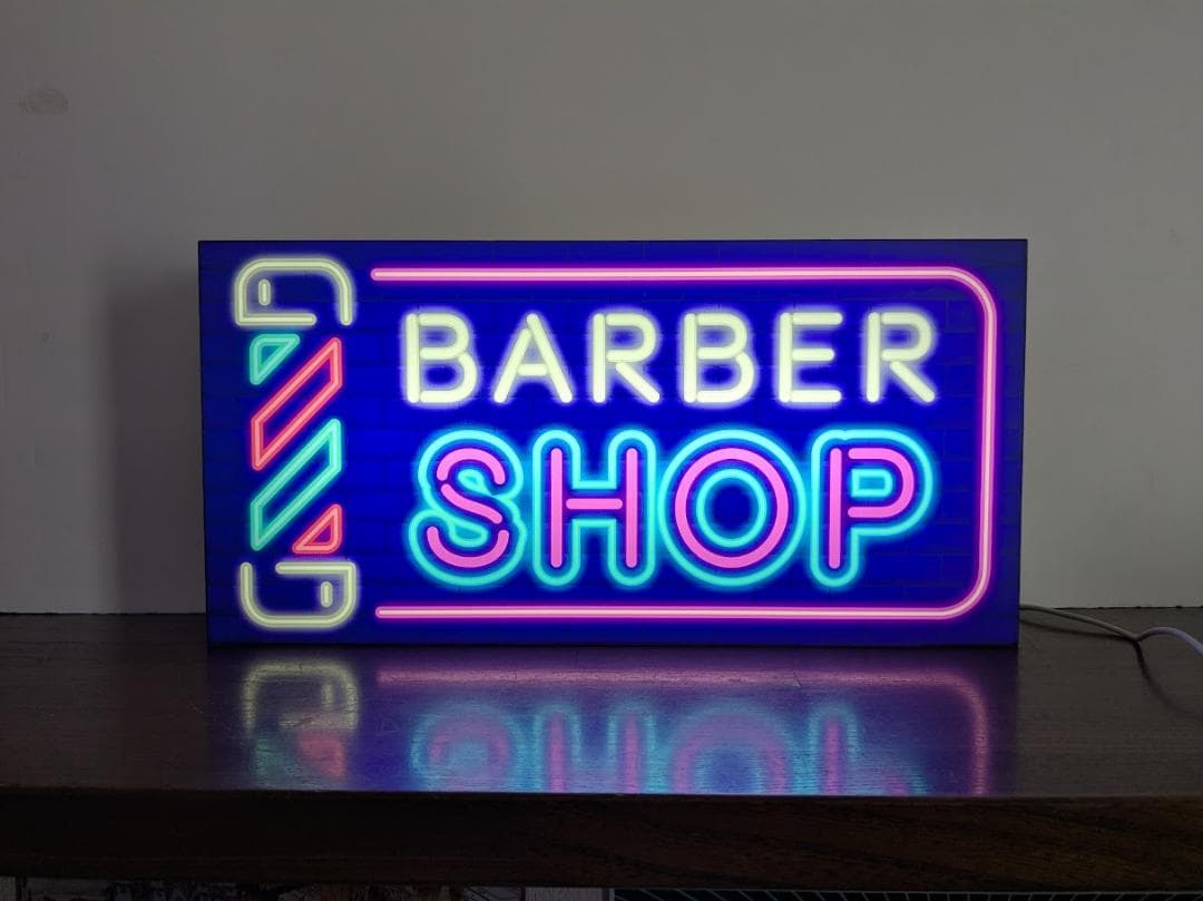 【Lサイズ】バーバー 理容室 ヘアーサロン 照明 看板 置物 雑貨 ライトBOX