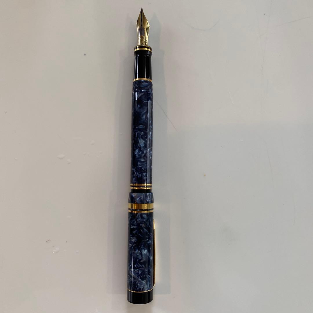 パーカー万年筆 デュオフォールド ブルーマーブル　ペン先18金750F