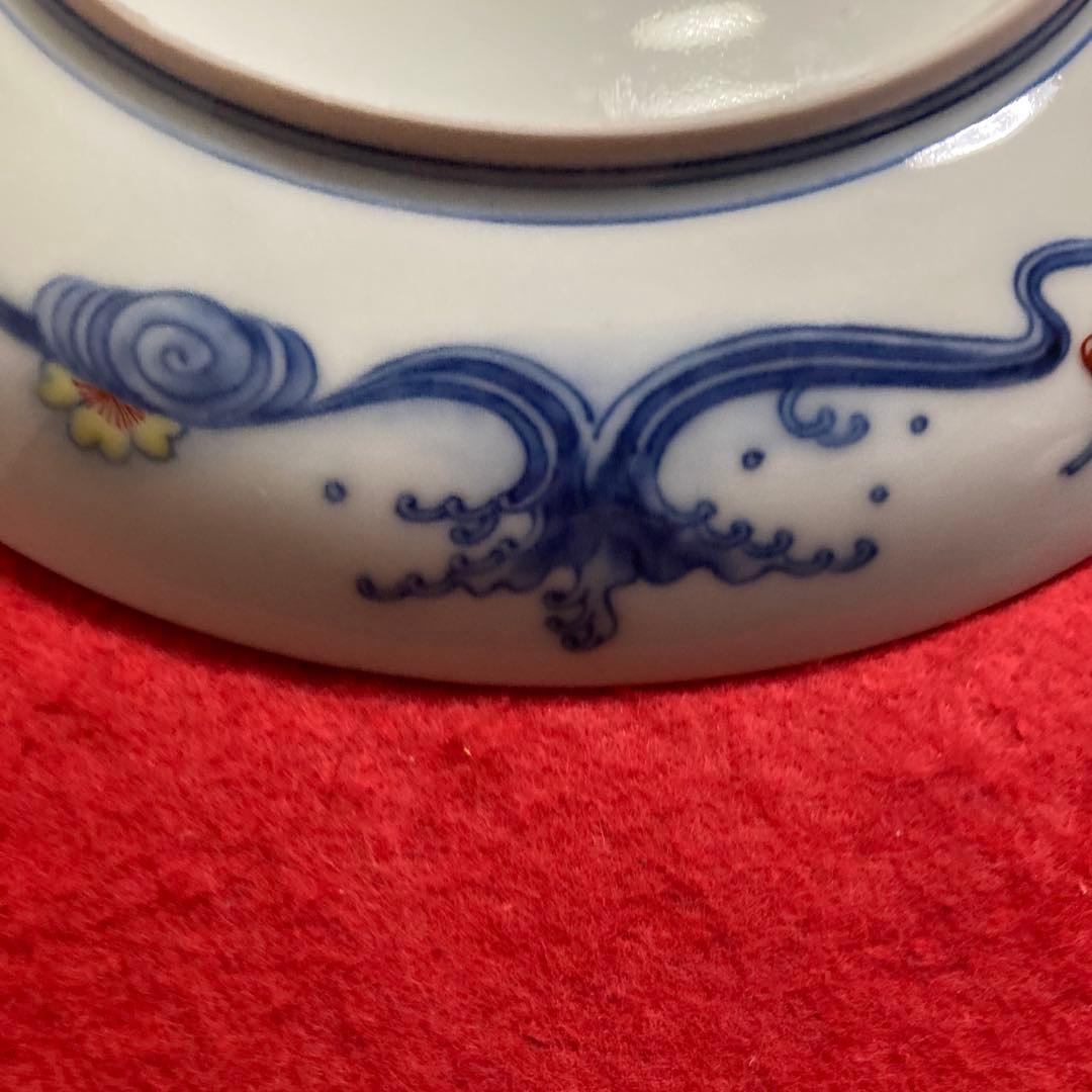 佐賀　有田焼　白磁色絵菊柄7寸皿　今泉今右衛門窯　（未使用品）