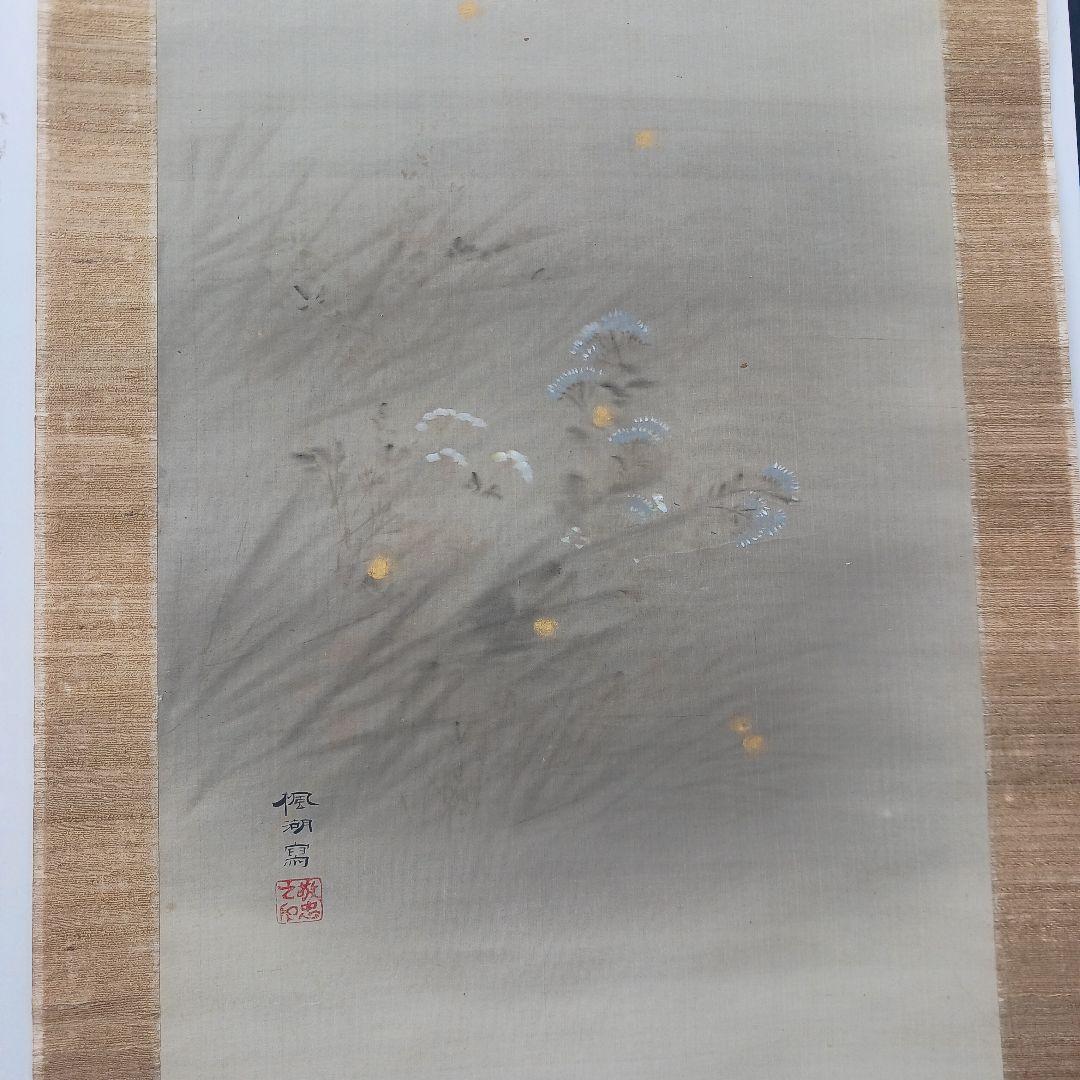 松本楓湖 螢　掛軸