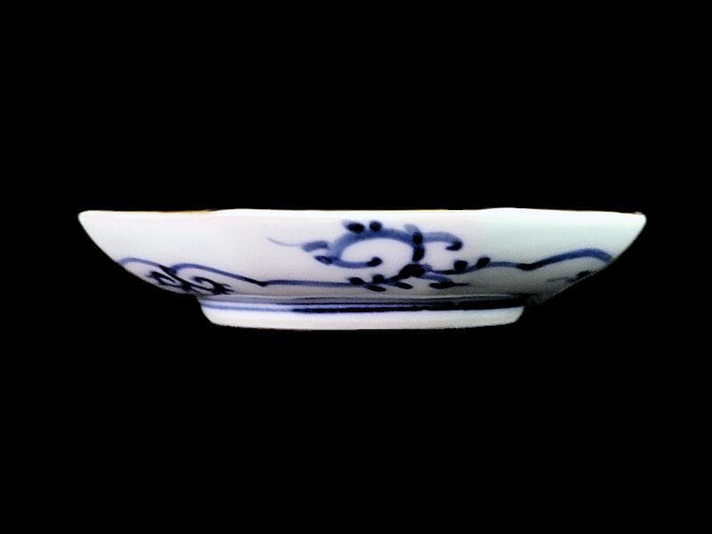 大聖寺伊万里　金襴手　描分　花に青海波八角４寸皿　４枚　C865AS-CEr