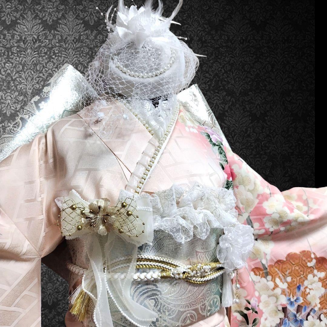 振袖フルセット(8点)・成人式・落款有り・作家物・くすみ・ピンク・胴裏正絹