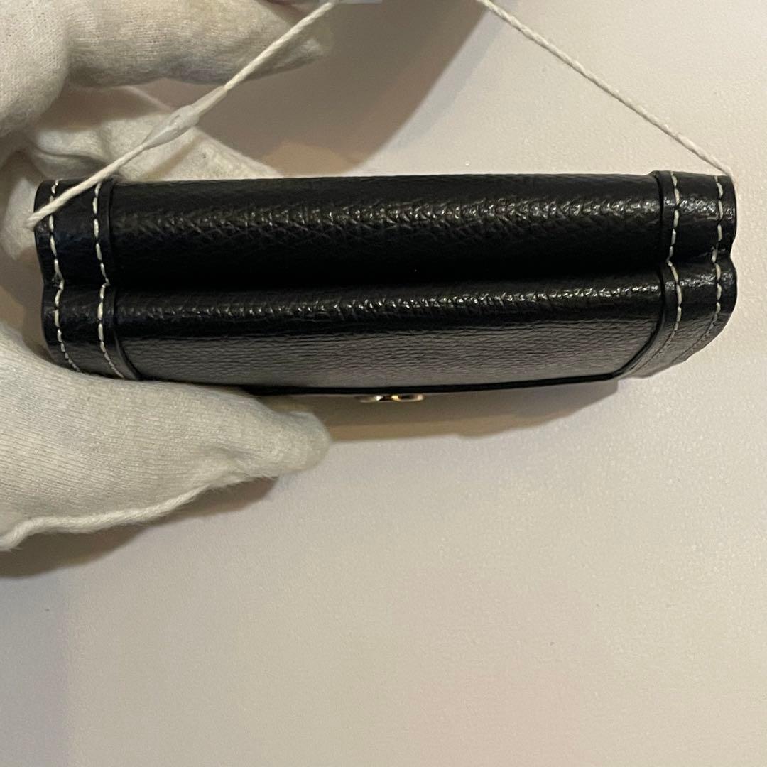 新品未使用✨agnes b. 折り財布 三つ折り ロゴ金具 レザー ブラック