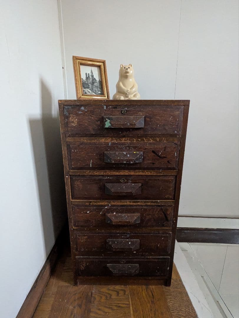 アンティーク ヴィンテージ レトロな大きな引出しシェルフ 木製