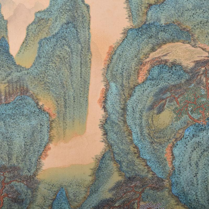 掛軸　田能村正東山人画賛　山水人物漢詩図　共箱　C　8679A