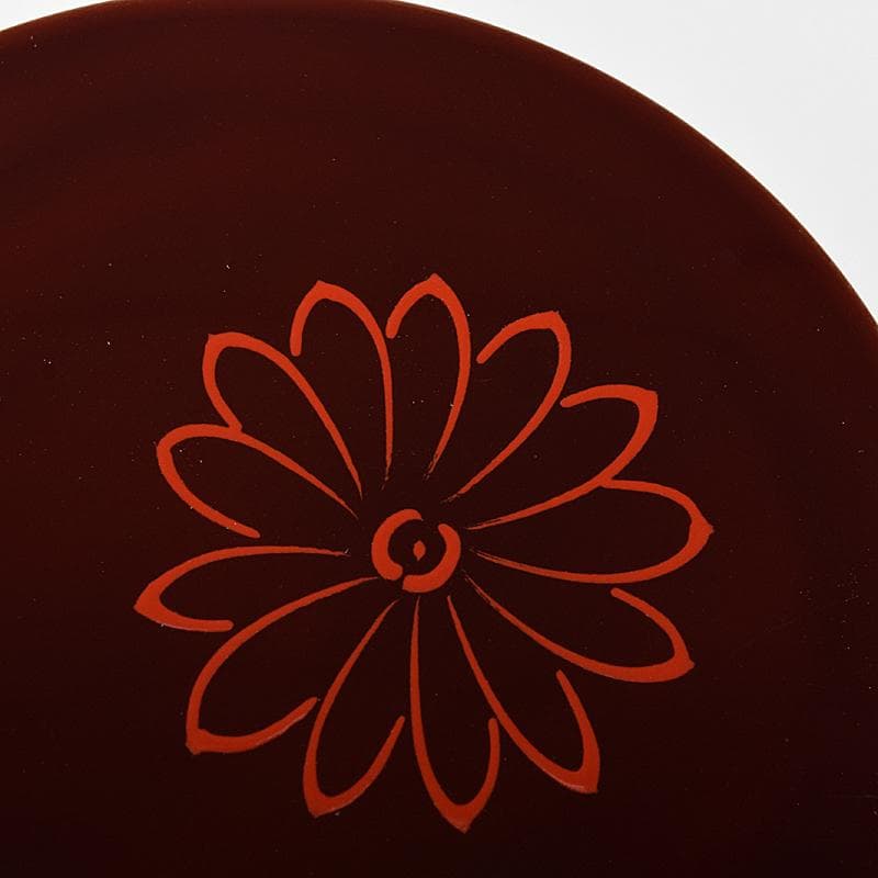 茶道具　岡本漆専堂造　留塗　菊ノ画　丸香合　八幡宗豊花押　共箱　C　R7965