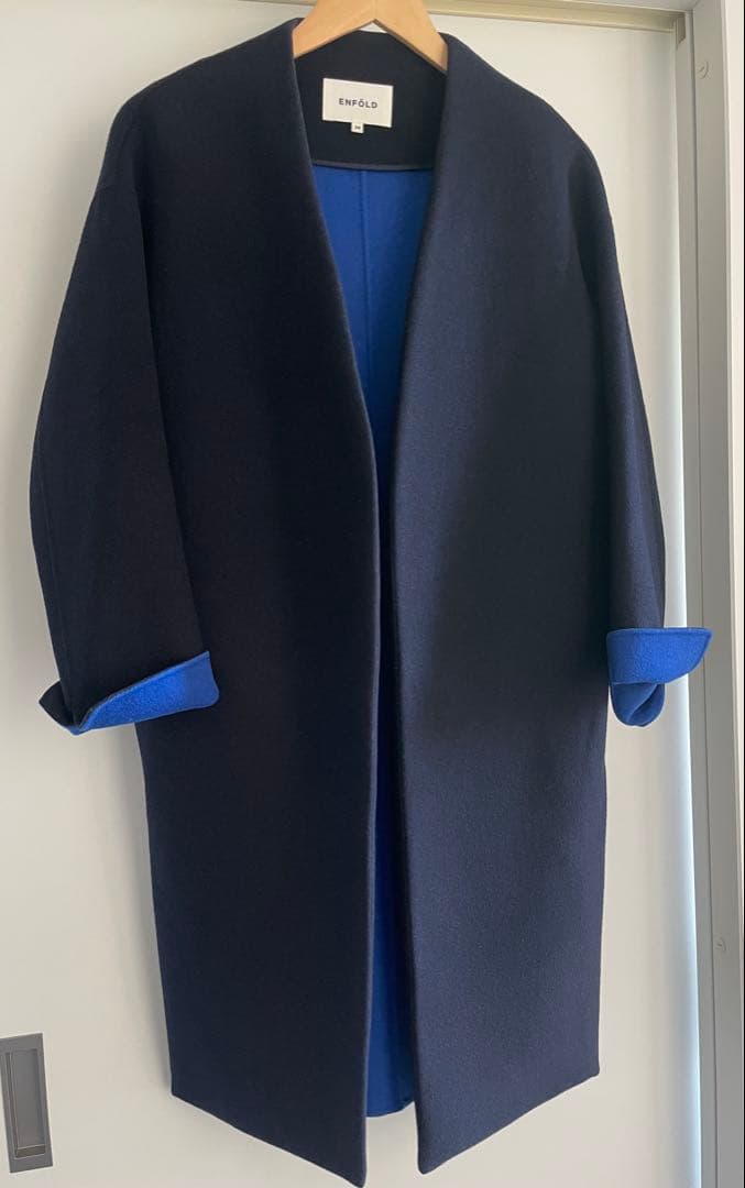 ENFOLD ウールリバーノーカラーコート