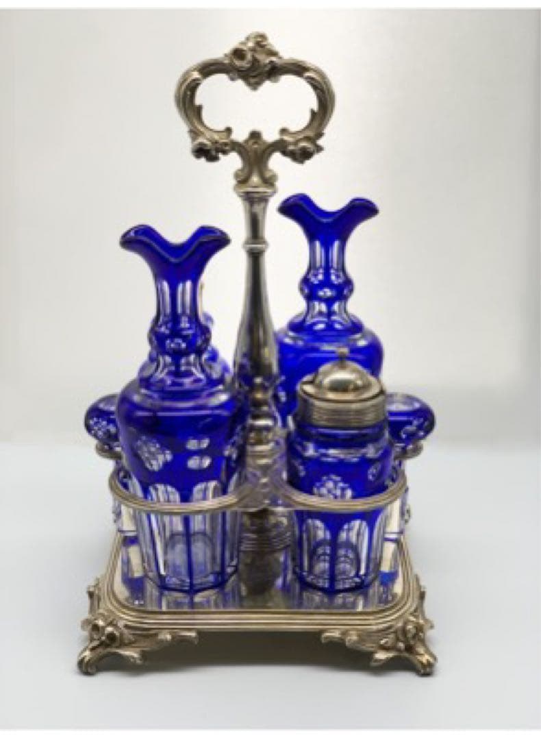 アンティーク　クリストフル&バカラ調味料入